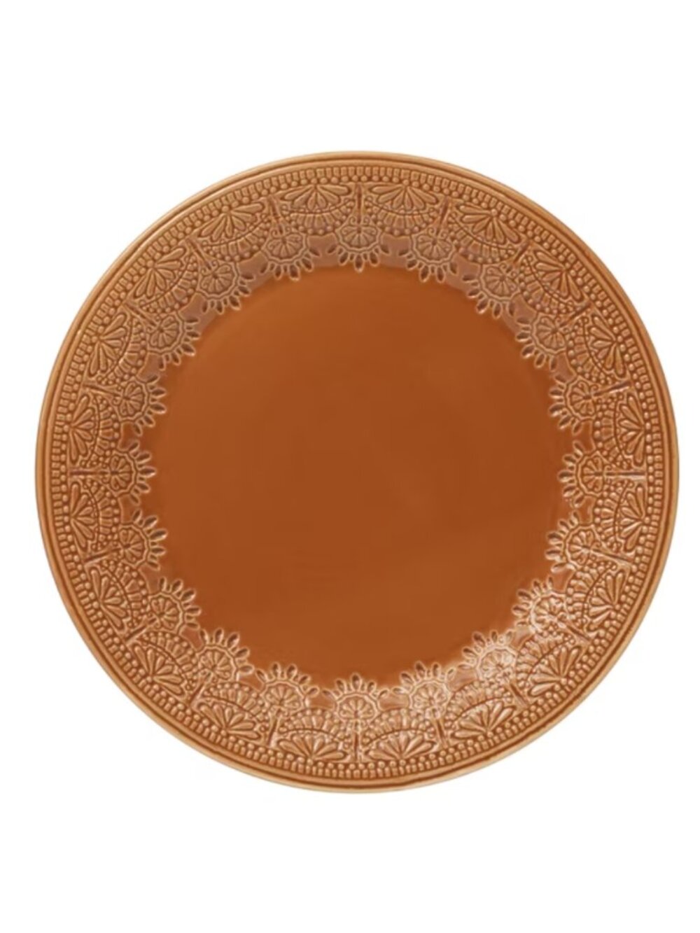 The Pioneer Woman Home Caramel Vintage Lace Pattern Ceramic Round Dinner Plate